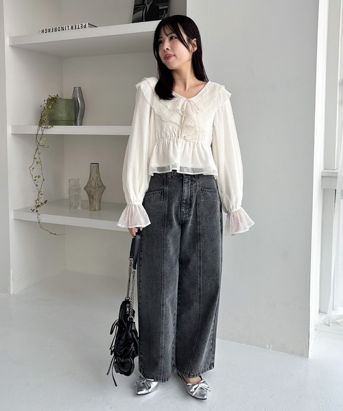ウッチーさん専用 Heather（ヘザー）の「シアーチェックフリルブラウス 324820