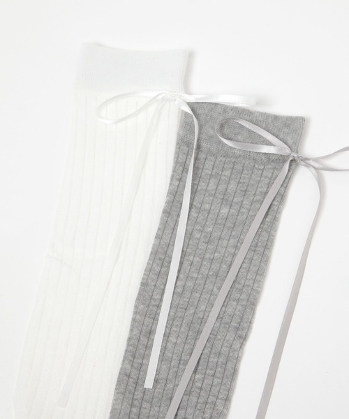 Heather（ヘザー）の「リボンリブSOX　323483（ソックス/靴下・レディース・グレー/ブラック/アイボリー・ONE SIZE）」の15枚目の写真