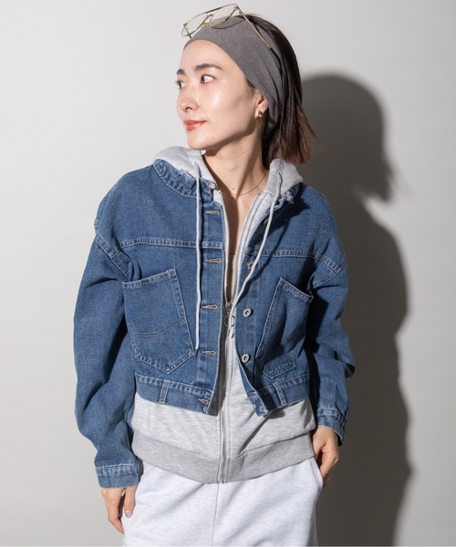 lodie(ロディ)の「デニムドッキングフーディ(その他アウター・レディース・チャコールグレー/ブラック/グレー・FREE)」の3枚目の写真