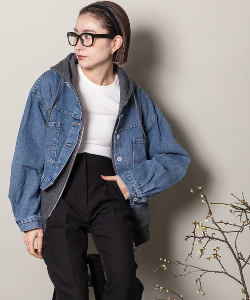 lodie(ロディ)の「デニムドッキングフーディ(その他アウター・レディース・チャコールグレー/ブラック/グレー・FREE)」の17枚目の写真