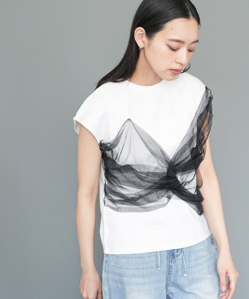 mili an deni(ミリアンデニ)の「チュールリボンドッキングTシャツ(Tシャツ/カットソー・レディース・オフホワイト/ブラック/ホワイト系その他・M)」の9枚目の写真