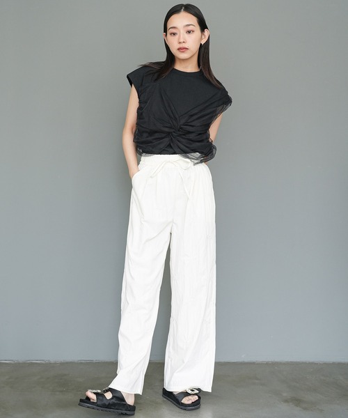 mili an deni(ミリアンデニ)の「チュールリボンドッキングTシャツ(Tシャツ/カットソー・レディース・オフホワイト/ブラック/ホワイト系その他・M)」の12枚目の写真