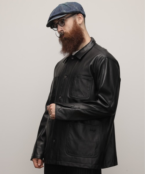 schott（ショット）の「Schott/ショット/LAMB LEATHER COVERALL JACKET/ラムレザー カバーオール ジャケット（ライダースジャケット・メンズ・ブラック・2XL/XL/L/M/S）」の2枚目の写真