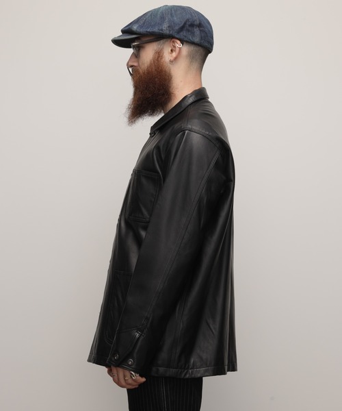 schott ラムレザー カバーオール Lサイズ LAMB LEATHER COVERALL JACKET/ラムレザー カバーオール