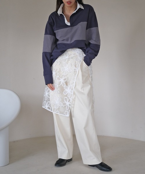 AKTE（アクテ）の「コットンラガーシャツ（Tシャツ/カットソー・レディース・ピンク/ネイビー・FREE）」の3枚目の写真