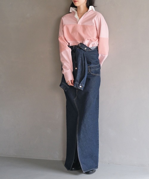 AKTE（アクテ）の「コットンラガーシャツ（Tシャツ/カットソー・レディース・ピンク/ネイビー・FREE）」の17枚目の写真