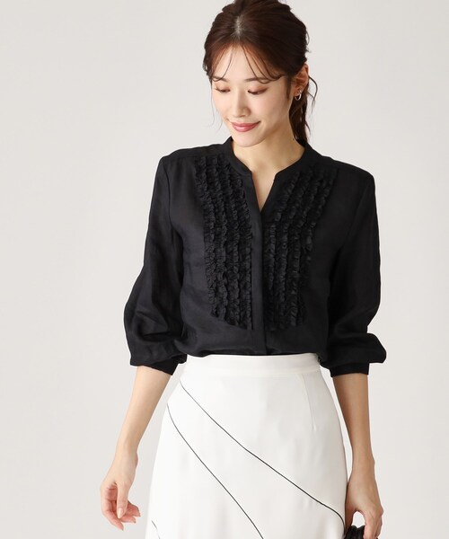 COUP DE CHANCE（クードシャンス）の「◆【ラミー100％／洗える】夏におすすめ！華やかフリルデザインブラウス（シャツ/ブラウス・レディース・ホワイト/ピンク系/ブラック/ブルーグリーン/ナチュラル・34/36/38/40）」の18枚目の写真