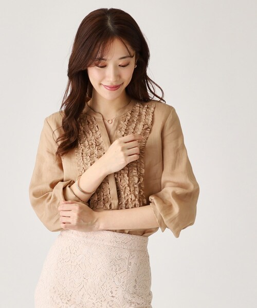 COUP DE CHANCE（クードシャンス）の「◆【ラミー100％／洗える】夏におすすめ！華やかフリルデザインブラウス（シャツ/ブラウス・レディース・ホワイト/ピンク系/ブラック/ブルーグリーン/ナチュラル・34/36/38/40）」の22枚目の写真