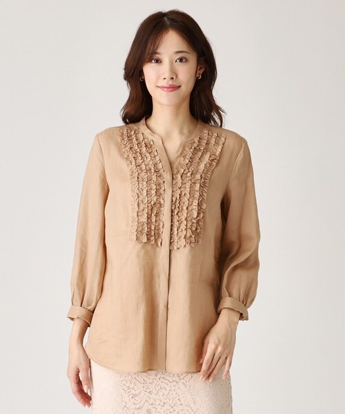 COUP DE CHANCE（クードシャンス）の「◆【ラミー100％／洗える】夏におすすめ！華やかフリルデザインブラウス（シャツ/ブラウス・レディース・ホワイト/ピンク系/ブラック/ブルーグリーン/ナチュラル・34/36/38/40）」の8枚目の写真