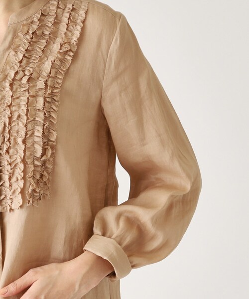 COUP DE CHANCE（クードシャンス）の「◆【ラミー100％／洗える】夏におすすめ！華やかフリルデザインブラウス（シャツ/ブラウス・レディース・ホワイト/ピンク系/ブラック/ブルーグリーン/ナチュラル・34/36/38/40）」の12枚目の写真