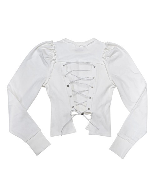 lilLilly（リルリリー）の「レースアップスウェットトップス【セットアップ対応】（スウェット・レディース・ホワイト/グレー/ブルー・FREE）」の9枚目の写真