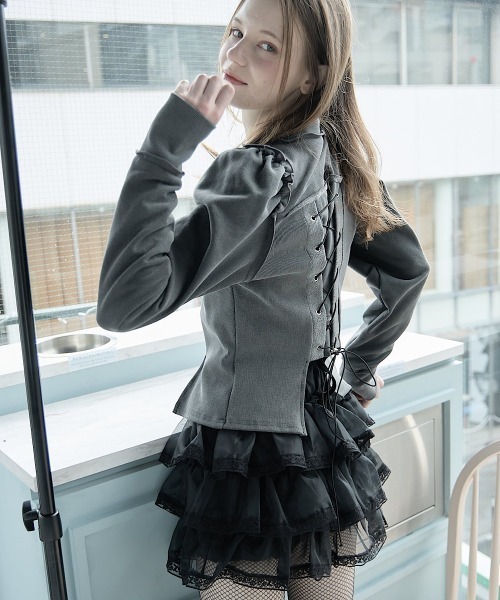 lilLilly（リルリリー）の「レースアップスウェットトップス【セットアップ対応】（スウェット・レディース・ホワイト/グレー/ブルー・FREE）」の11枚目の写真