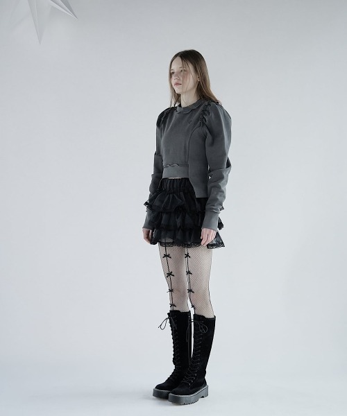 lilLilly（リルリリー）の「レースアップスウェットトップス【セットアップ対応】（スウェット・レディース・ホワイト/グレー/ブルー・FREE）」の4枚目の写真