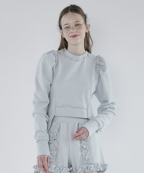 lilLilly（リルリリー）の「レースアップスウェットトップス【セットアップ対応】（スウェット・レディース・ホワイト/グレー/ブルー・FREE）」の13枚目の写真