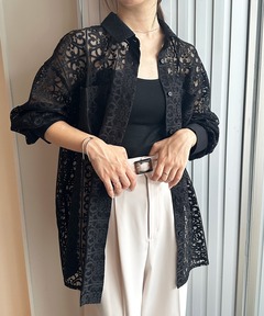 セール】LACE RIB COMBI BL レース リブ コンビ ブラウス