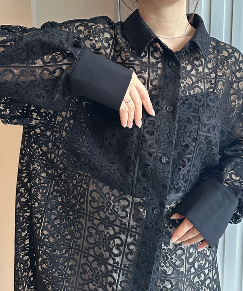 solleim(ソルレム)の「スクエアレースオーバーサイズシャツ(シャツ/ブラウス・レディース・アイボリー/ブラック・M/L)」の18枚目の写真