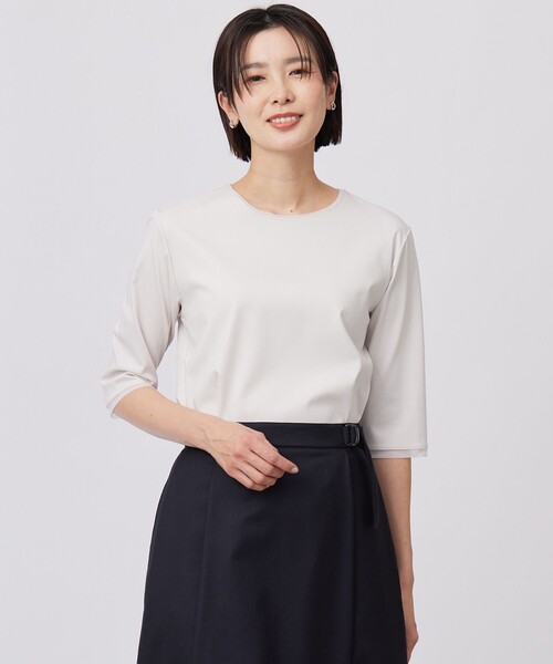 J.PRESS(ジェイプレス)の「【WEB限定カラーあり・洗える】スムースジャージー カットソー(Tシャツ/カットソー・レディース・ホワイト系/ネイビー系/ライトグレー系・T13/T15)」の1枚目の写真