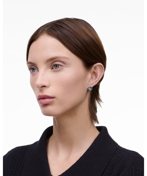 BUTTON ABALONE BUTTON ABALONE STUD EARRINGS/ボタン アバロニ