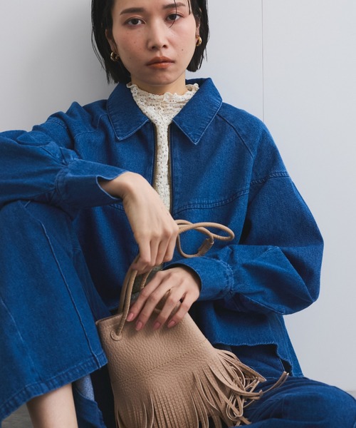 VICKY（ビッキー）の「バックフレアデニムブルゾン≪手洗い可能≫（デニムジャケット・レディース・オフホワイト/ブルー・M）」の6枚目の写真