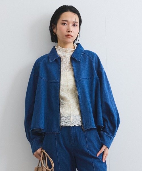 VICKY（ビッキー）の「バックフレアデニムブルゾン≪手洗い可能≫（デニムジャケット・レディース・オフホワイト/ブルー・M）」の5枚目の写真