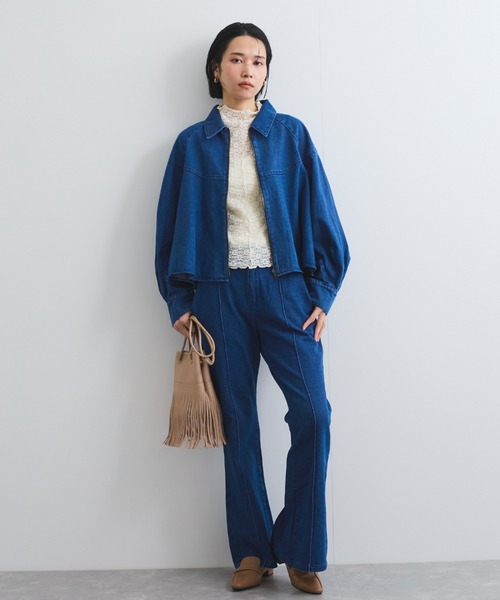 VICKY（ビッキー）の「バックフレアデニムブルゾン≪手洗い可能≫（デニムジャケット・レディース・オフホワイト/ブルー・M）」の3枚目の写真