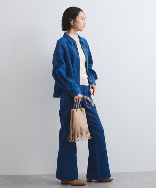 VICKY（ビッキー）の「バックフレアデニムブルゾン≪手洗い可能≫（デニムジャケット・レディース・オフホワイト/ブルー・M）」の10枚目の写真