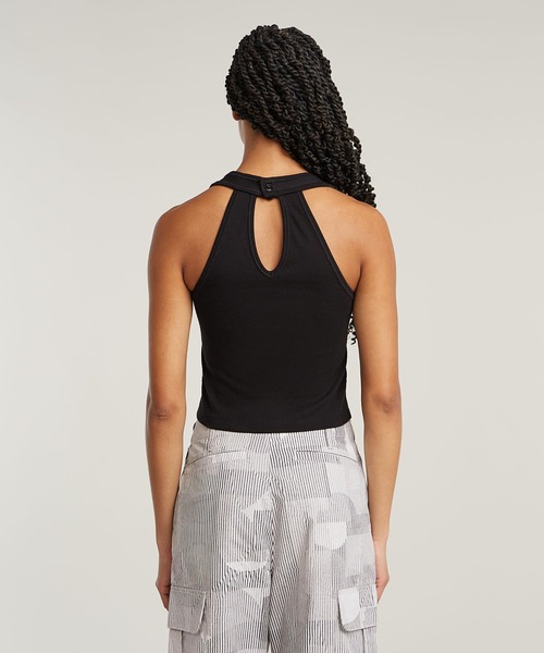 G-STAR(ジースター)の「BACK SNAP SLIM CROPPED TOP/クロップドバックスナップスリムタンクトップ(タンクトップ・レディース・ホワイト/ダークブラック・MEDIUM/SMALL/X-SMALL)」の6枚目の写真