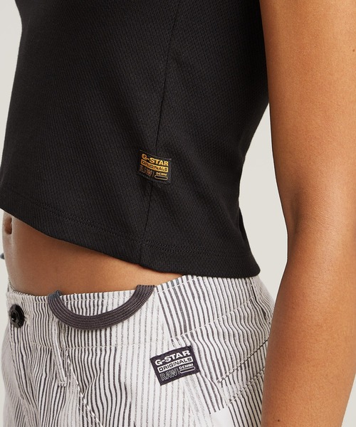 G-STAR(ジースター)の「BACK SNAP SLIM CROPPED TOP/クロップドバックスナップスリムタンクトップ(タンクトップ・レディース・ホワイト/ダークブラック・MEDIUM/SMALL/X-SMALL)」の3枚目の写真