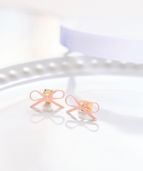 ROPE' PICNIC（ロペピクニック）の「ミニリボンピアス（ピアス（両耳用）・レディース・ピンク/ブラック・FREE）」の2枚目の写真