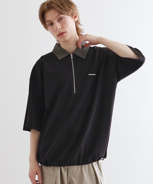 tk.TAKEO KIKUCHI（ティーケータケオキクチ）の「◆配色ハーフジップポロ（ポロシャツ・メンズ・グリーン/ブラック/ホワイト・03/02/01）」の5枚目の写真