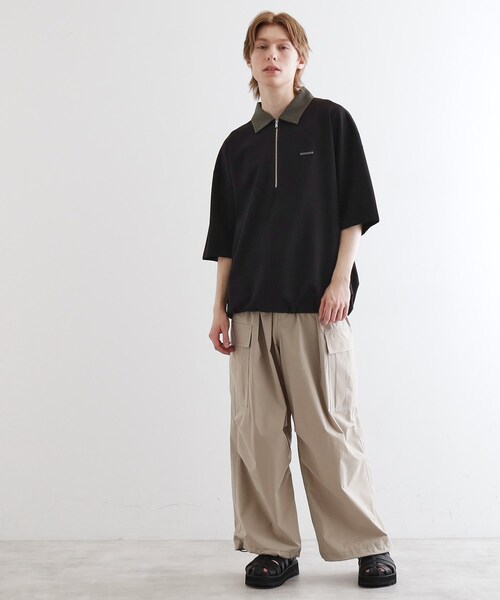 tk.TAKEO KIKUCHI（ティーケータケオキクチ）の「◆配色ハーフジップポロ（ポロシャツ・メンズ・グリーン/ブラック/ホワイト・03/02/01）」の6枚目の写真