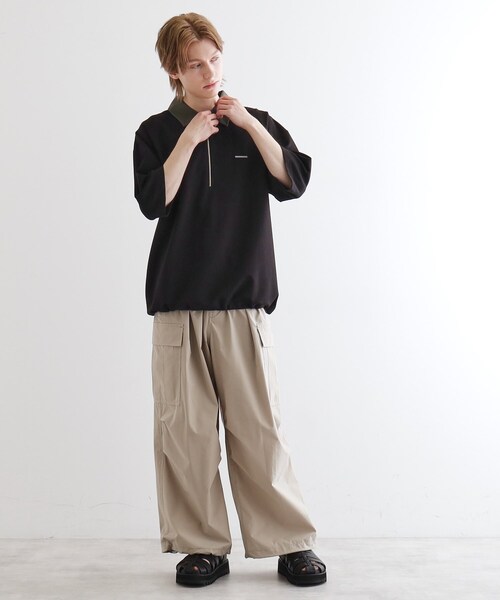 tk.TAKEO KIKUCHI（ティーケータケオキクチ）の「◆配色ハーフジップポロ（ポロシャツ・メンズ・グリーン/ブラック/ホワイト・03/02/01）」の7枚目の写真