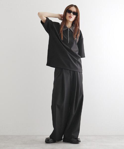 tk.TAKEO KIKUCHI（ティーケータケオキクチ）の「◆配色ハーフジップポロ（ポロシャツ・メンズ・グリーン/ブラック/ホワイト・03/02/01）」の10枚目の写真