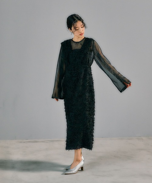 LEPSIM（レプシィム）の「【結婚式／オケージョン】ジャガードインナー付きワンピース　321913（ドレス・レディース・ブラック/ブルー・FREE）」の14枚目の写真