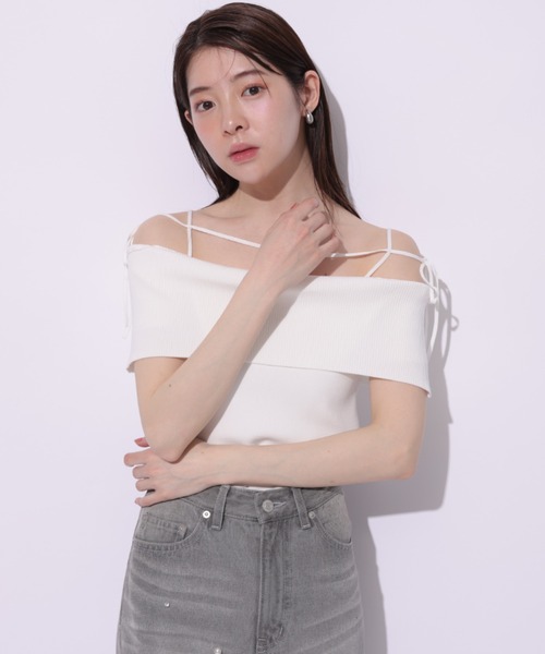 Rirandture(リランドチュール)の「オフショルストラップニット(ニット/セーター・レディース・ブラック/ライトブルー/ピンク/ホワイト/レッド・2)」の20枚目の写真