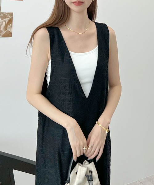 Futier land（フューティアランド）の「ブロックレースサロペット / 2way（サロペット/オーバーオール・レディース・アイボリー/ブラック・FREE）」の3枚目の写真