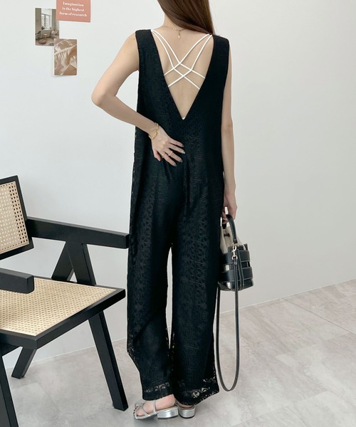 Futier land（フューティアランド）の「ブロックレースサロペット / 2way（サロペット/オーバーオール・レディース・アイボリー/ブラック・FREE）」の7枚目の写真