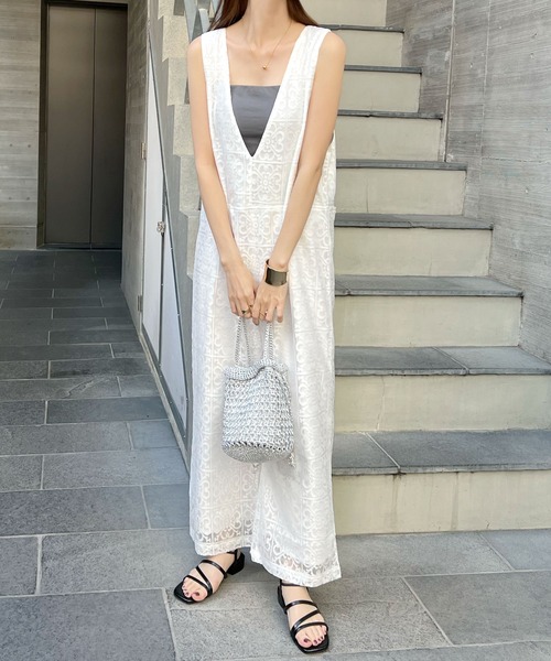 Futier land（フューティアランド）の「ブロックレースサロペット / 2way（サロペット/オーバーオール・レディース・アイボリー/ブラック・FREE）」の13枚目の写真