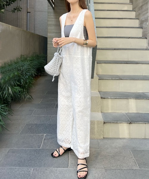 Futier land（フューティアランド）の「ブロックレースサロペット / 2way（サロペット/オーバーオール・レディース・アイボリー/ブラック・FREE）」の15枚目の写真