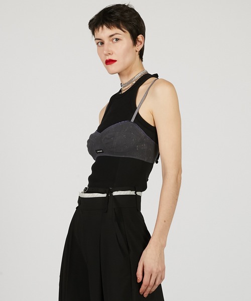 PRANK PROJECT（プランクプロジェクト）の「パターンメッシュレースブラ / Pattern Mesh Lace Bra（ブラジャー・レディース・ホワイト/チャコールグレー・M/S）」の12枚目の写真