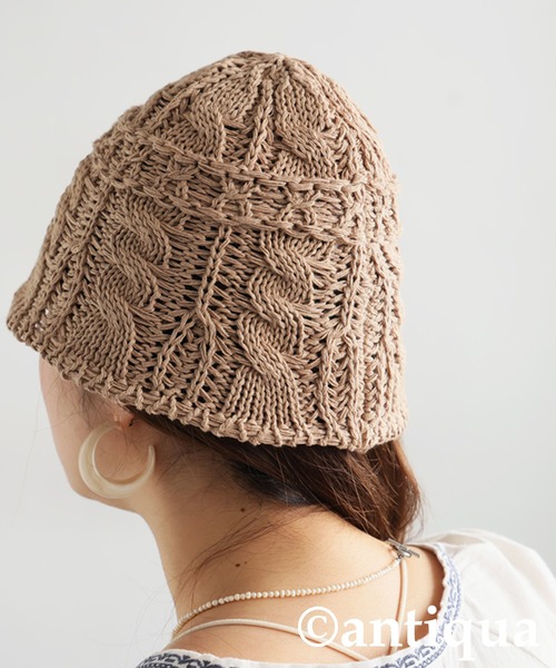 antiqua（アンティカ）の「コットンニットハット（ニットキャップ/ビーニー・レディース・ベージュ/アイボリー・FREE）」の9枚目の写真