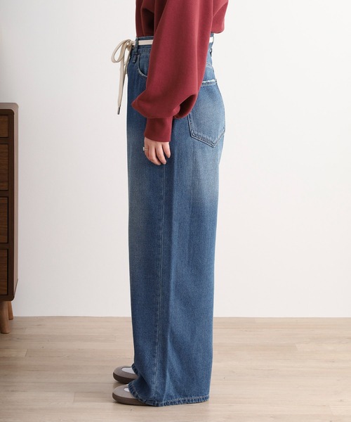hunch(ハンチ)の「hunch 10オンスデニム ウエストベルト紐付き(デニムパンツ・レディース・ブルー/グレー/ライトインディゴブルー/ベージュ・FREE)」の22枚目の写真