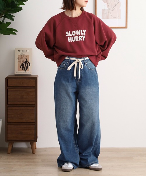 hunch(ハンチ)の「hunch 10オンスデニム ウエストベルト紐付き(デニムパンツ・レディース・ブルー/グレー/ライトインディゴブルー/ベージュ・FREE)」の16枚目の写真