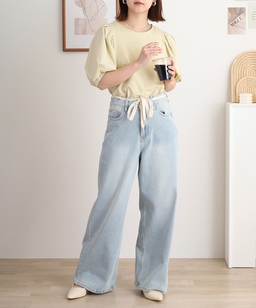 hunch(ハンチ)の「hunch 10オンスデニム ウエストベルト紐付き(デニムパンツ・レディース・ブルー/グレー/ライトインディゴブルー/ベージュ・FREE)」の20枚目の写真