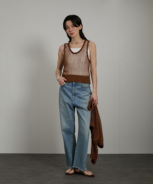 SALON adam et rope'（サロン アダム エ ロペ）の「ギマコットンスパンコールベスト/タンク（ベスト・レディース・チャコールグレー/オフホワイト/ブラウン系その他2・FREE）」の8枚目の写真