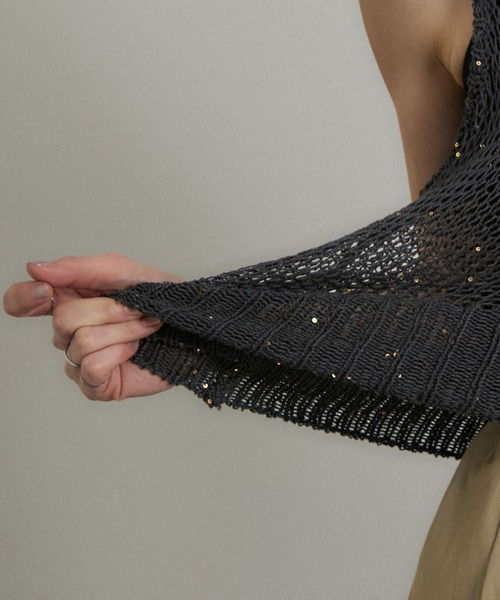 SALON adam et rope'（サロン アダム エ ロペ）の「ギマコットンスパンコールベスト/タンク（ベスト・レディース・チャコールグレー/オフホワイト/ブラウン系その他2・FREE）」の15枚目の写真