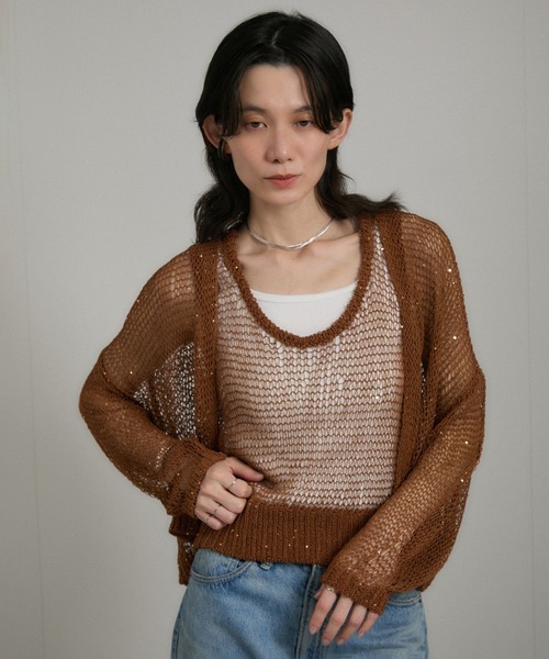 SALON adam et rope'（サロン アダム エ ロペ）の「ギマコットンスパンコールベスト/タンク（ベスト・レディース・チャコールグレー/オフホワイト/ブラウン系その他2・FREE）」の19枚目の写真