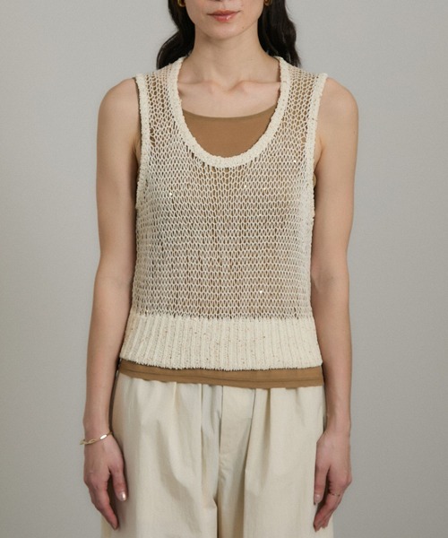 SALON adam et rope'（サロン アダム エ ロペ）の「ギマコットンスパンコールベスト/タンク（ベスト・レディース・チャコールグレー/オフホワイト/ブラウン系その他2・FREE）」の20枚目の写真