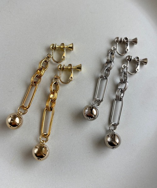 tone(トーン)の「【As】【金属アレルギー対応】NO.181 デザインチェーン×銅玉 ゆらゆらイヤリング(ニッケルフリー)(MA)(イヤリング・レディース・ゴールド/シルバー/ゴールド系2/シルバー系2・FREE)」の11枚目の写真