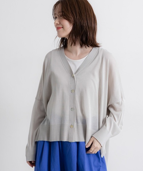 studio CLIP（スタディオクリップ）の「【接触冷感・紫外線カット】14ゲージボックスロングスリーブカーディガン ※画像待ち（カーディガン/ボレロ・レディース・ブルー/ブラック/グリーン/ライトグレー・FREE）」の5枚目の写真